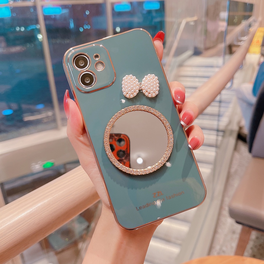 Ốp điện thoại TPU có gương cao cấp sang trọng cho iPhone 12 11 pro max xs max xr x 8 7 plus