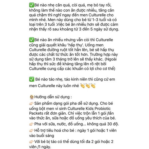 Men Tiêu Hóa Cho Bé,Bột Men Vi sinh Probiotic Mỹ Hộp 30 Vien,30 gói