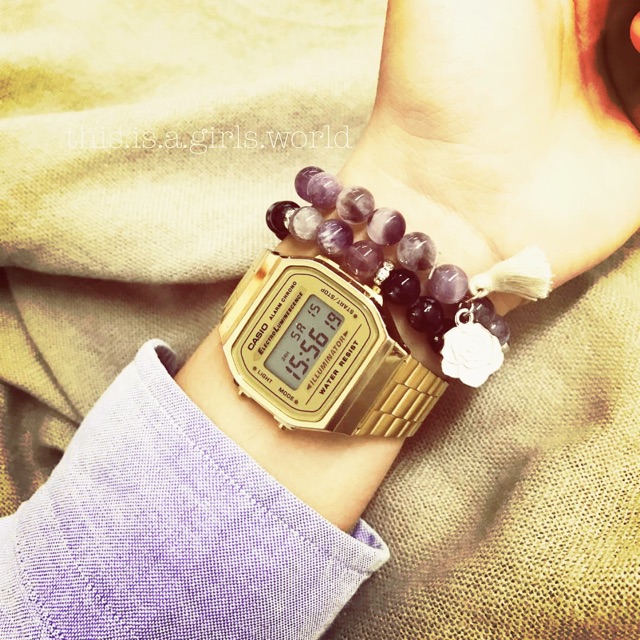 Đồng hồ Nam Casio A168WG-9EF, đồng hồ chính hãng, classic vàng mặt vàng