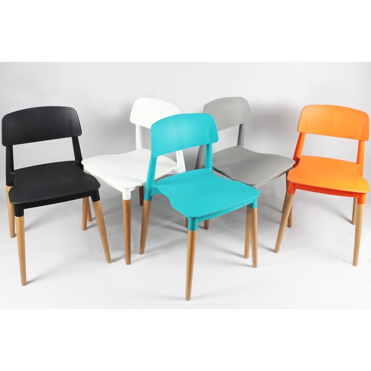 Ghế ăn, ghế cafe fastfood nhựa chân gỗ