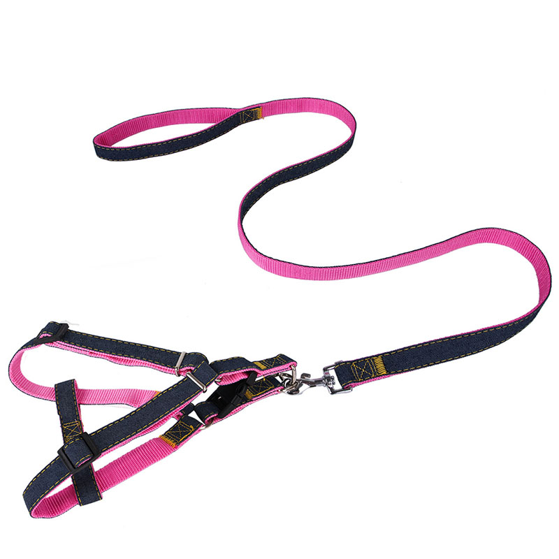 Bộ Dây Dắt Thú Cưng Đi Dạo Chất Liệu Denim Dày Dặn Nhiều Màu Sắc Tùy Chọn Kèm Dây Dắt Tiện Dụng