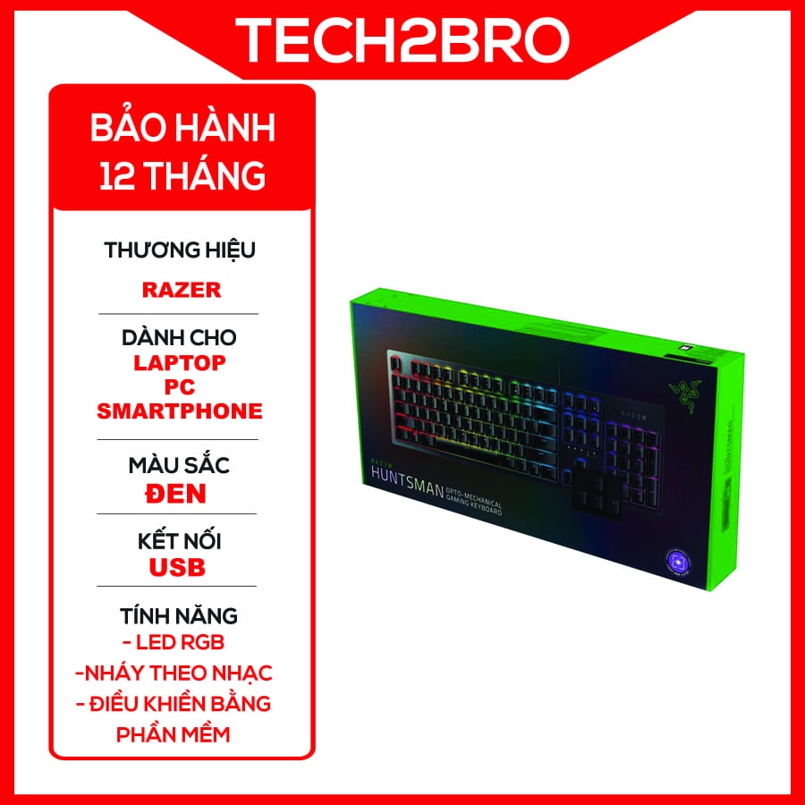Bàn phím game Razer Huntsman chính hãng 100% - Bàn phím cơ Chính hãng Razer, bảo hành 12 tháng