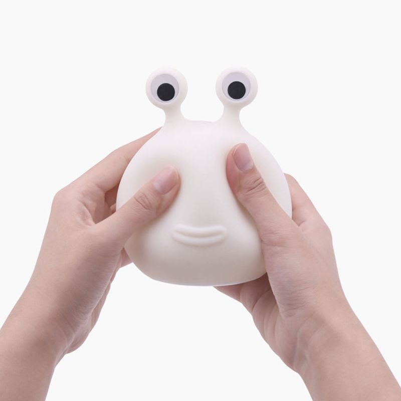 pur/ Cute Soft Slug Shape Night Light with Touch Control USB Rechargeable Desktop Baby Kids LED Silicone Lamp Home Bedroom Baby Room Lighting Decoration