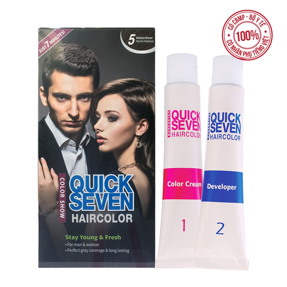 Nhuộm phủ bạc nhanh 7 phút QUICK SEVEN S5 Nâu vừa Hàn Quốc