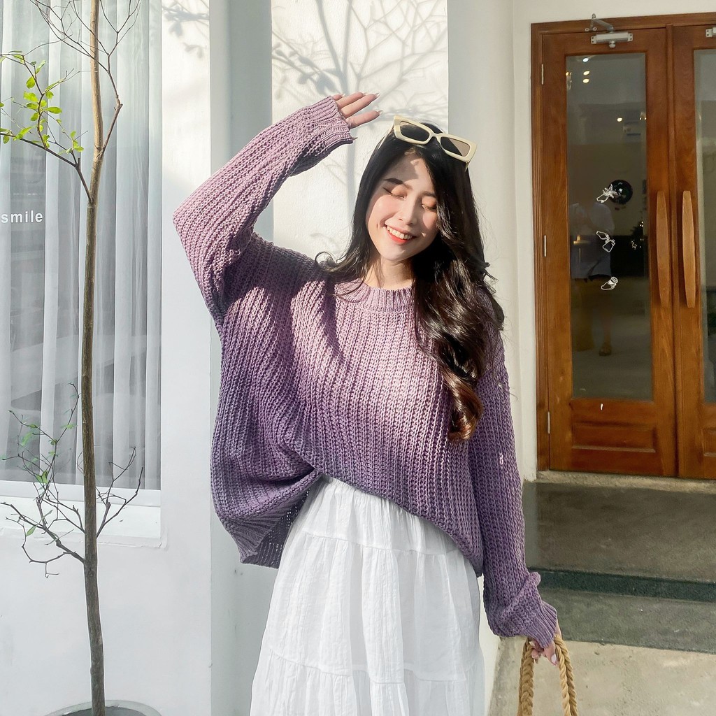 ÁO LEN BASIC TAY DÀI ZAREEN LEN23 TÍM