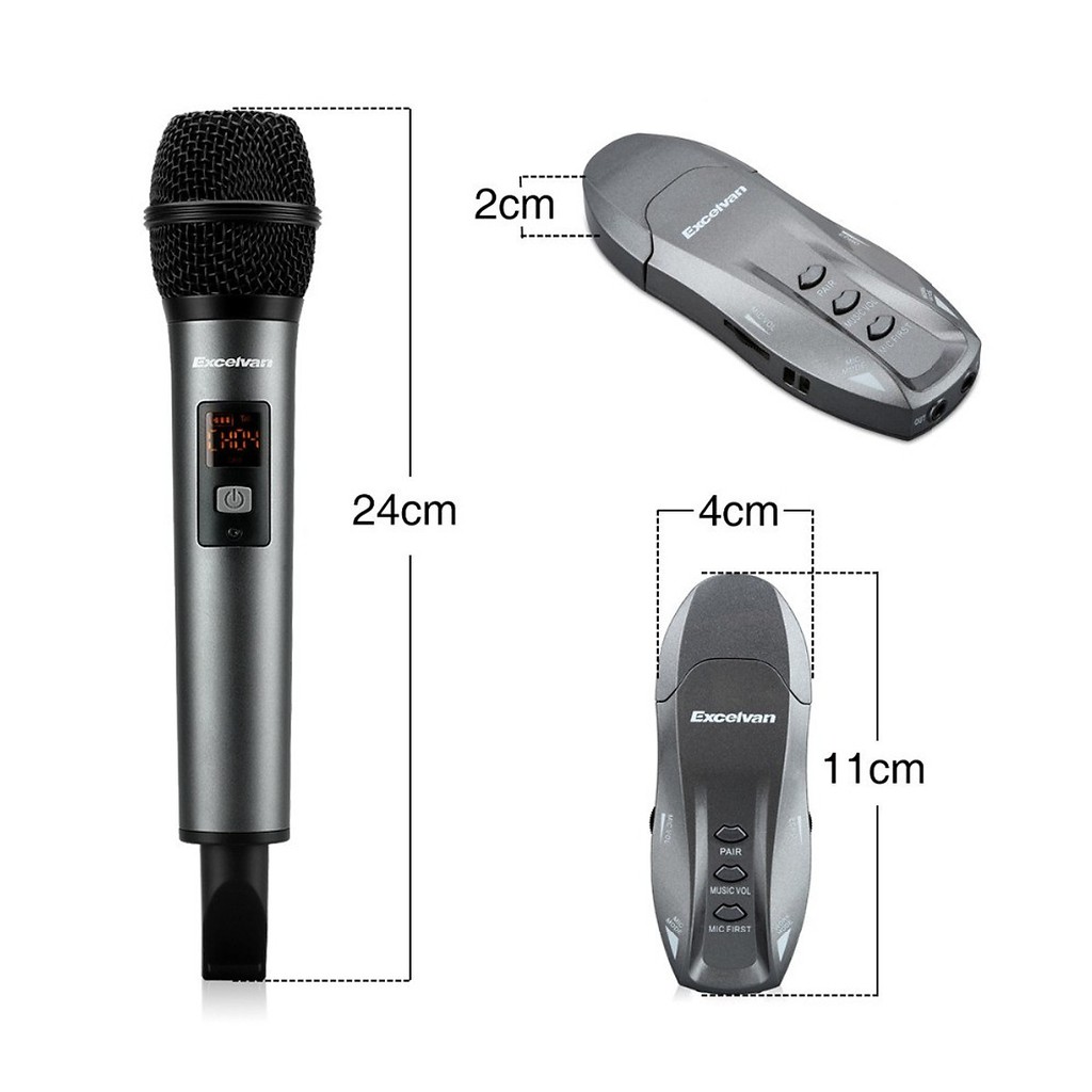 [Mã 155ELSALE giảm 7% đơn 300K] Mic Karaoke Không Dây Excelvan K18V | Bảo hành 6 tháng