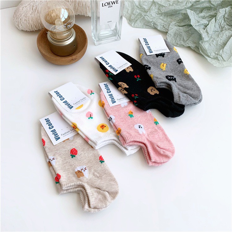 [Mã FAMARAL1 giảm 10K đơn 50K]TL48 Tất vớ lười nữ họa tiết hình thú LẺ