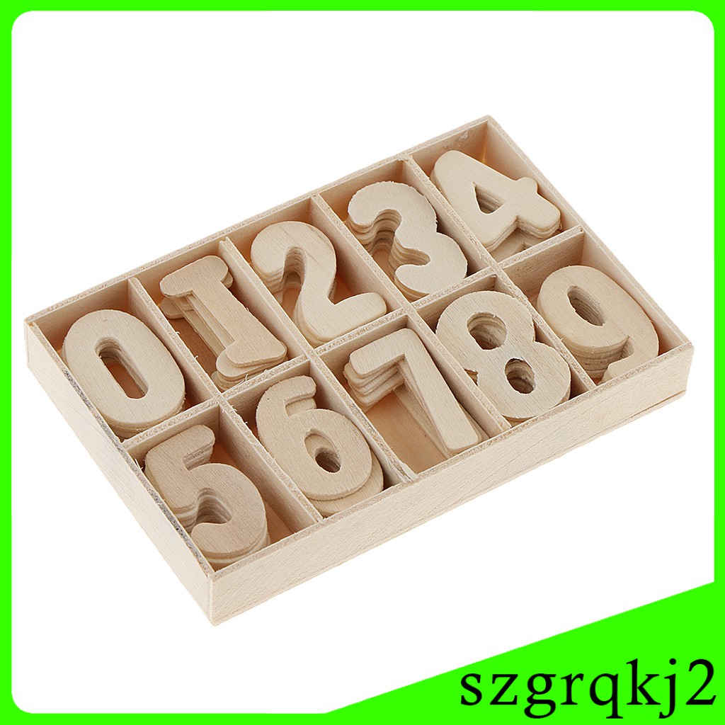 Bộ 60 Chữ Số 0-9 Bằng Gỗ Chưa Sơn Giáo Dục Sớm Cho Bé