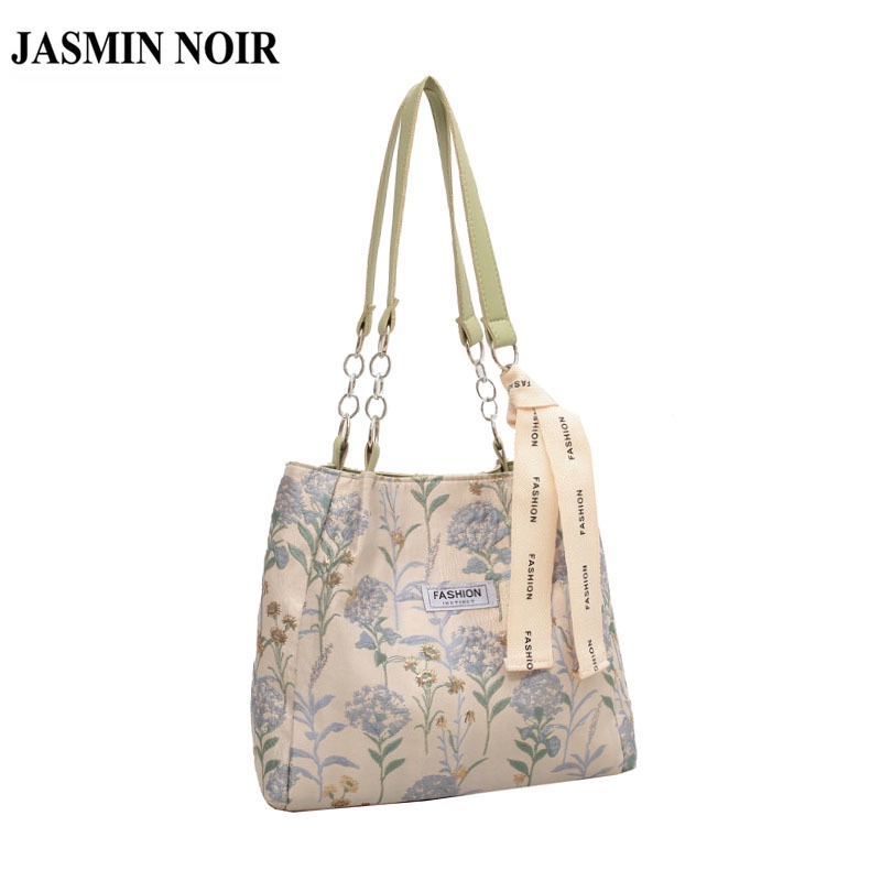 Túi xách JASMIN NOIR đeo vai cỡ lớn in họa tiết hoa thời trang cho nữ