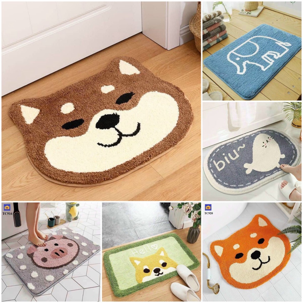 Thảm lau chân 3d,thảm chùi chân 40x60cm hình kute, chống trơn trượt