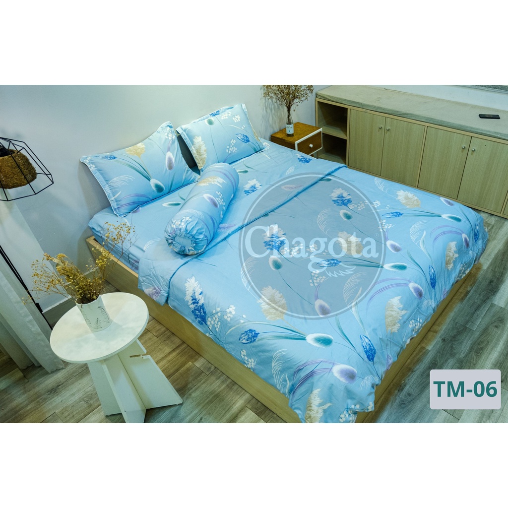 Bộ chăn ga giường, áo gối tencel modal mỏng mát, mẫu đẹp, đủ size m6/m8 Chagota TM06