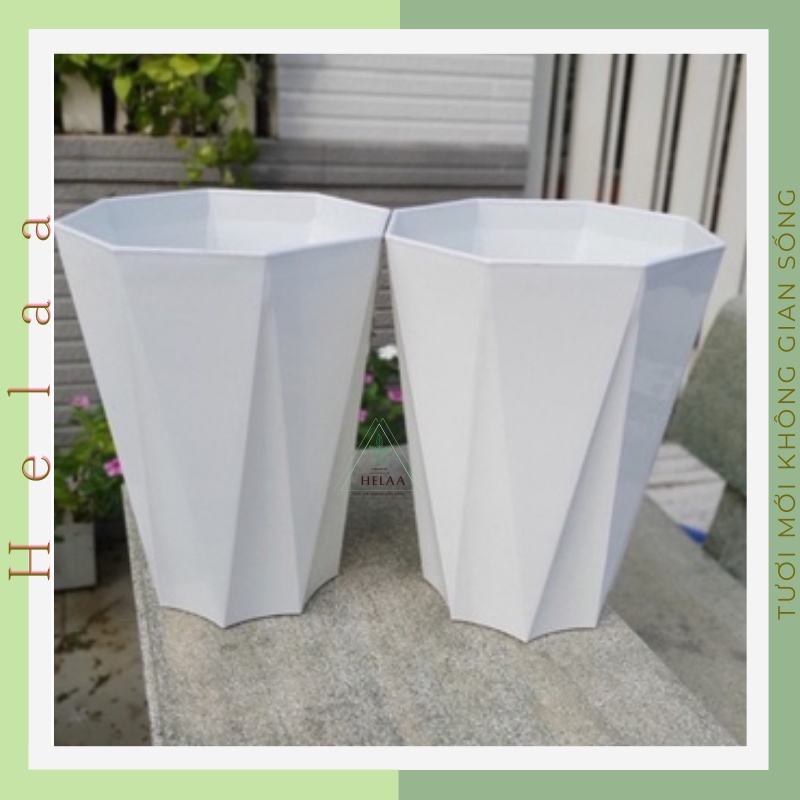 Combo 5 Chậu Nhựa Trồng Cây Kim Cương, Chậu Cây Cảnh, Hoa, Ban Công, Sân Vườn Kiểu Dáng Hiện Đại 29x25cm