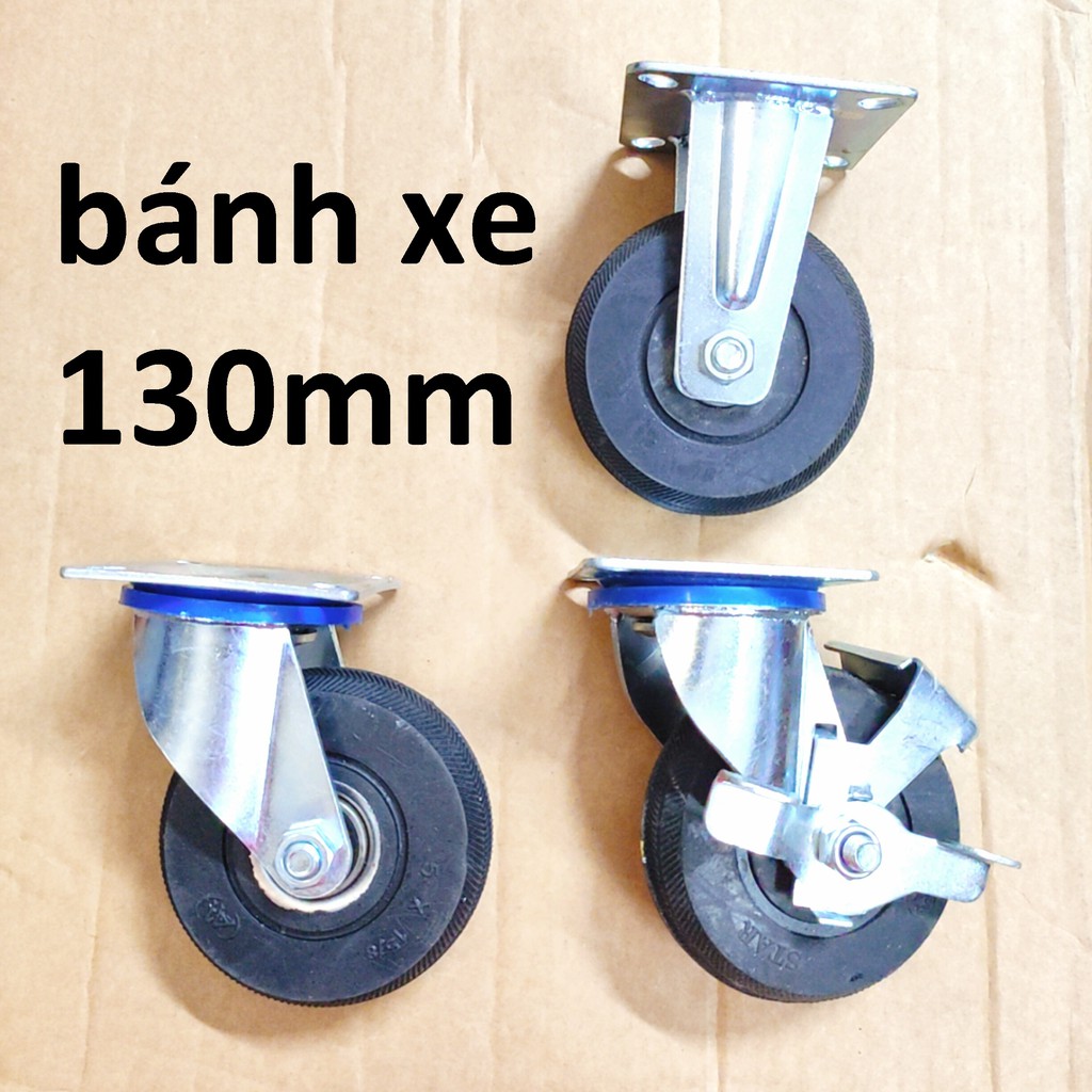 Bánh xe đẩy chịu lực cao, đường kính 130mm (loại tĩnh/ quay/khóa)