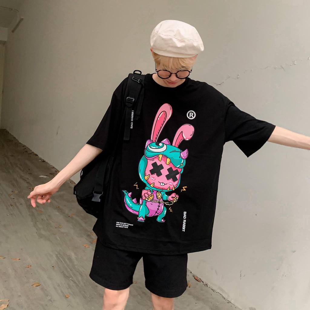 [ Freeship ] Áo thun unisex tay lỡ form rộng BAD RABBIT DINO - Áo thun Bad Rabbit khủng long mẫu mới 2020 || Hany Shop