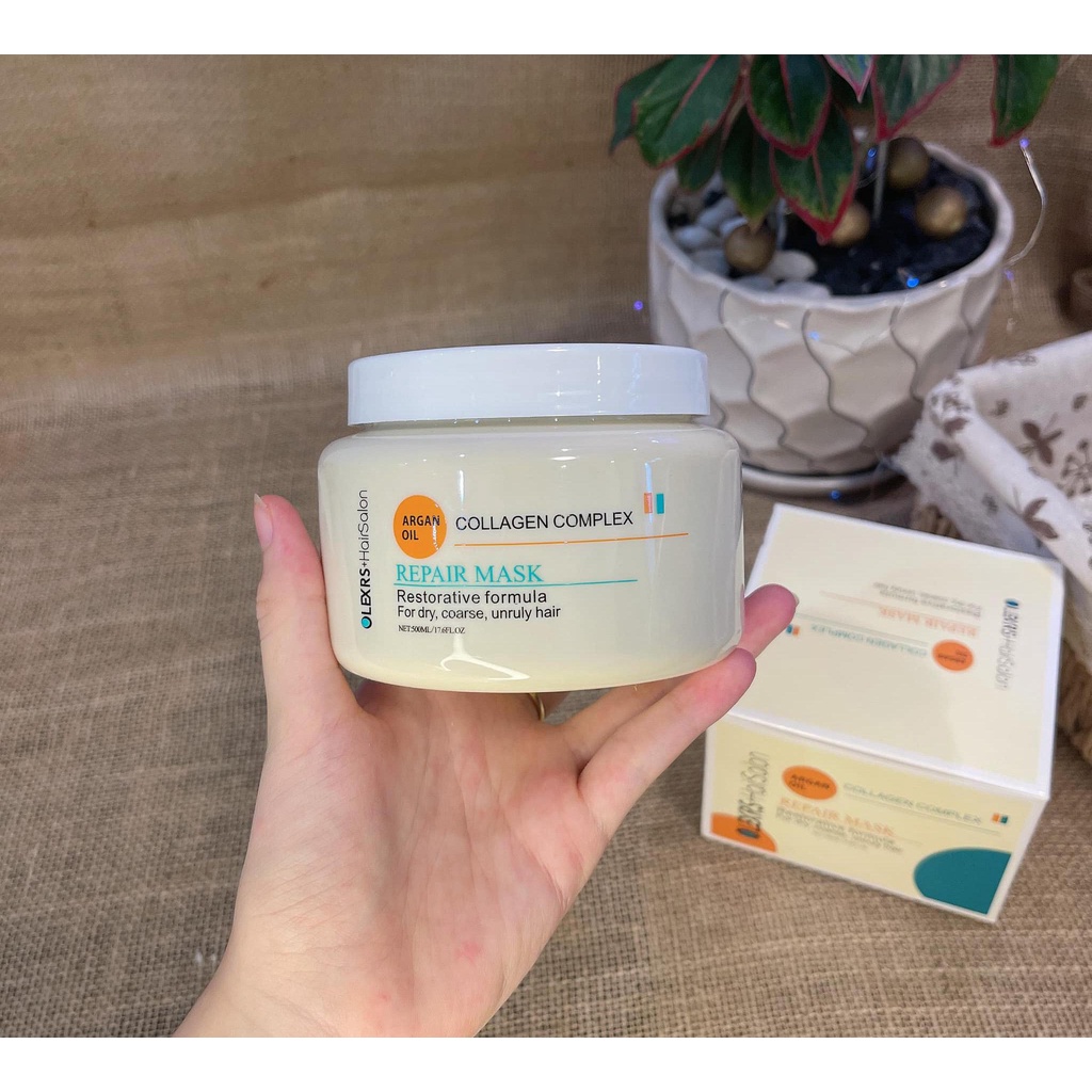 Kem Ủ Olexrs+ 500ml Phục Hồi Hư Tổn, Vào Nếp Mềm Mượt Hair Salon Repair Mask