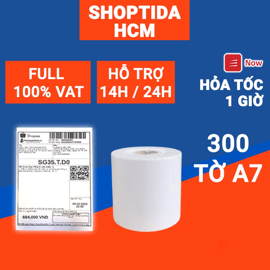 Combo 6 giấy in nhiệt Shoptida 300 tờ 7 10cm 3 lớp tự dán chống nước, sử dụng cho máy in nhiệt Shoptida SP46 thumbnail