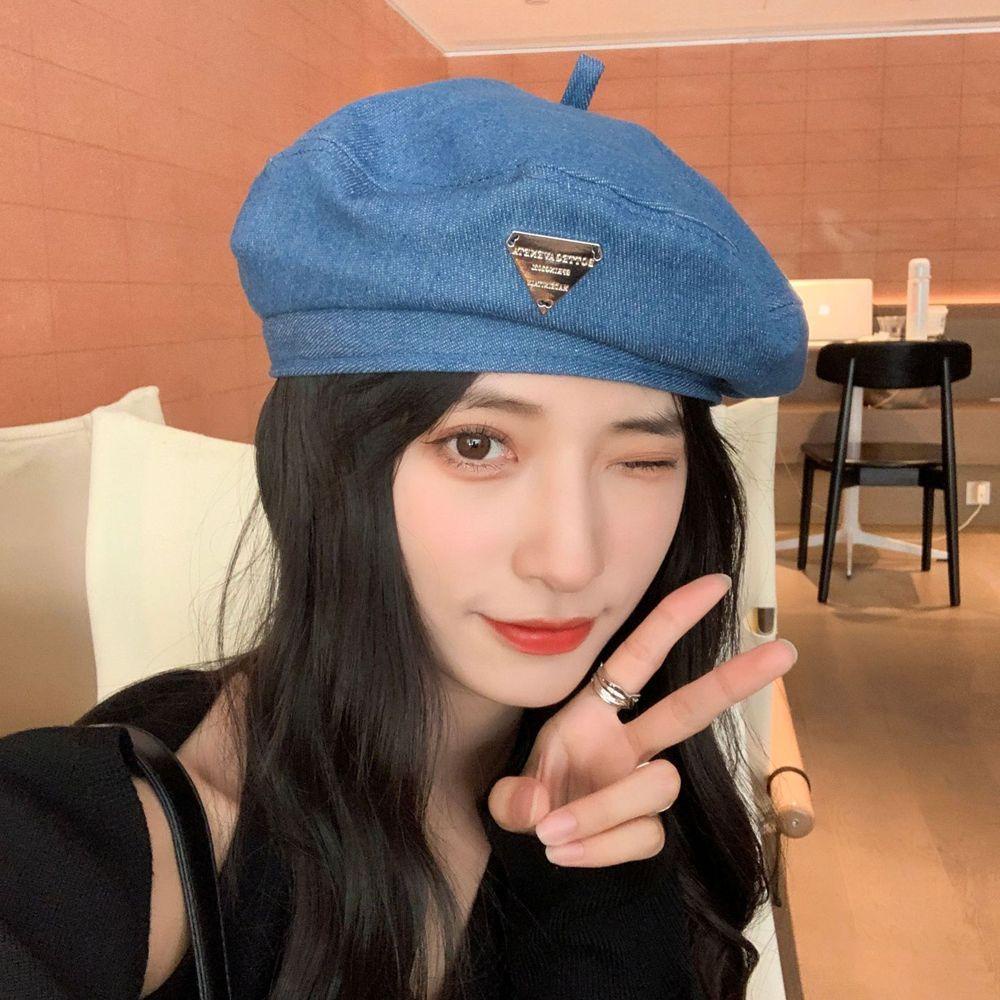 Wmes15h Mũ Beret Cao Bồi Hình Tam Giác Chữ Nghệ Thuật Thời Trang Mùa Đông Pháp Có Thể Điều