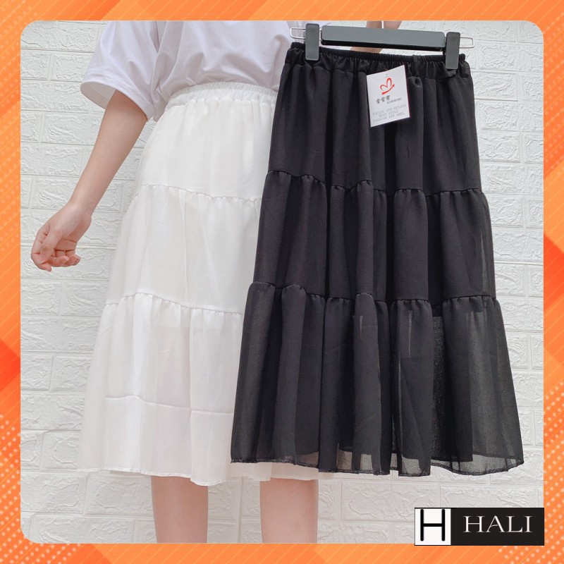 Chân Váy Vintage Nữ Váy Voan Nữ Dáng Dài 2 Lớp siêu Xinh với 2 màu đen trắng | BigBuy360 - bigbuy360.vn