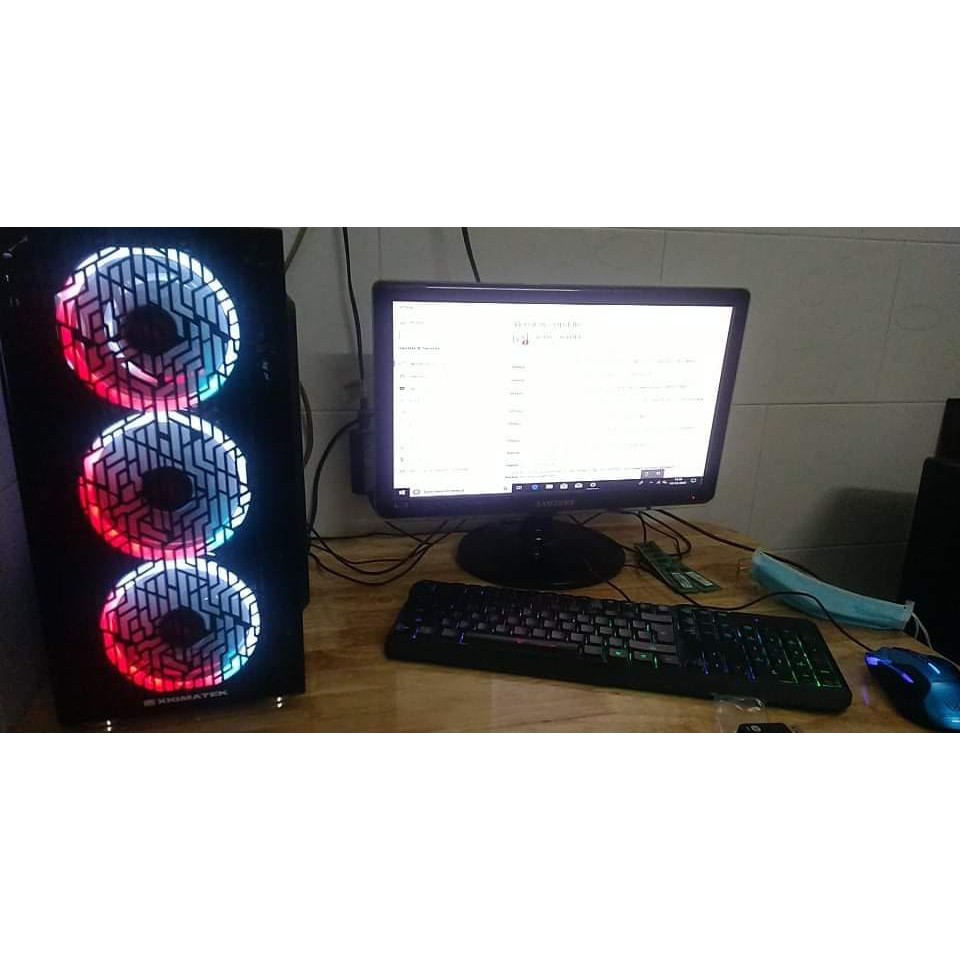 Case PC chơi game PUBG,FIFA4,DOTA2 LED RGB kính cường lực 2 mặt