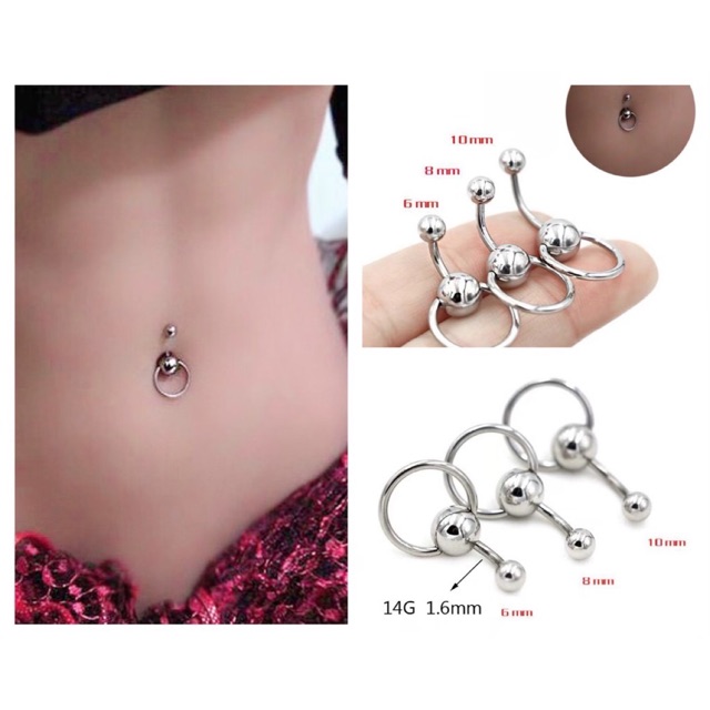 Khuyên rốn xinh bằng thép y tế JOLLY không gỉ dùng trong xỏ khuyên