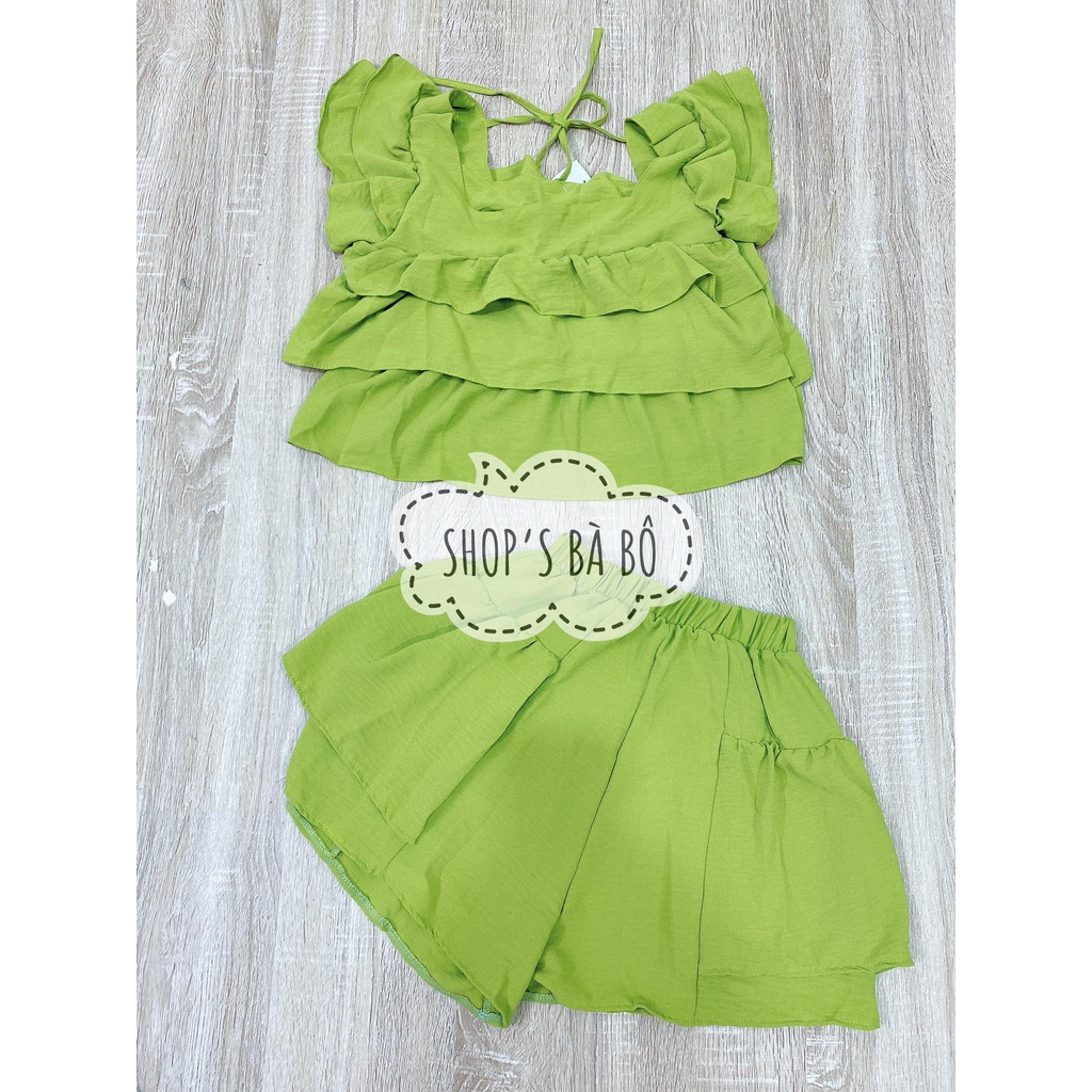 Set áo bèo phồng, quần tầng cho nữ mặc nhà ,mặc đi chơi, vải lụa đũi dày dặn, form chuẩn, siêu đẹp