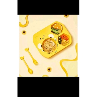 bộ khay bát cốc ăn dặm ong vàng( tặng kèm thìa, đũa và dĩa)