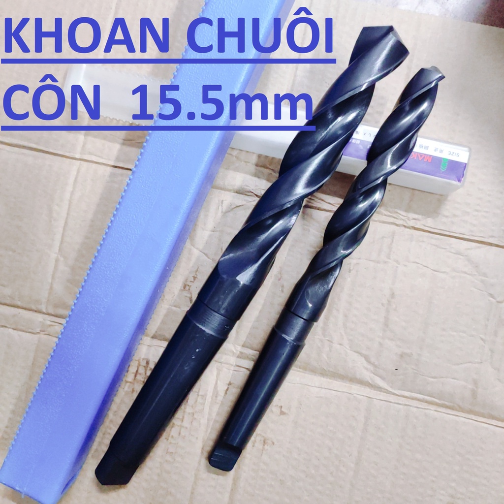 Mũi khoan chuôi côn 15.5mm, chuôi côn MT2, chiều dài lưỡi 120mm,chiều dài tổng 218mm