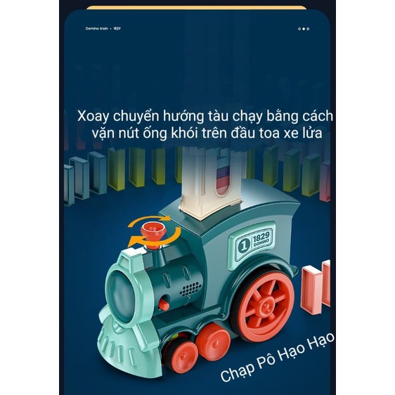 Đoàn tàu xe lửa DOMINO thả khối tự động, phát nhạc thông minh cho bé