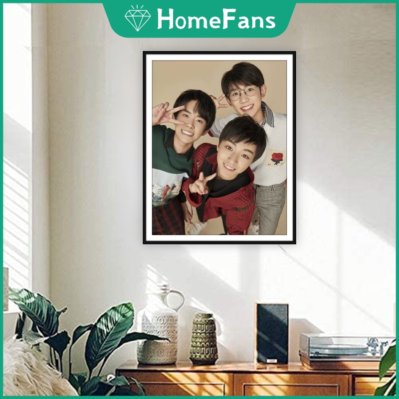 Bộ Tranh Đính Đá 5D Tự Làm 30x40cm/40x50cm Hình Ca Sĩ TFBOYS Trang Trí Nhà Cửa