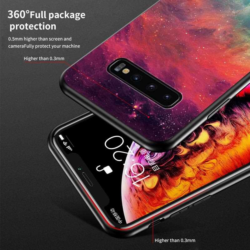 Ốp Lưng Mặt Kính Họa Tiết Bầu Trời Đầy Sao Cho Samsung Galaxy S10 5g S10 Plus S10 Lite