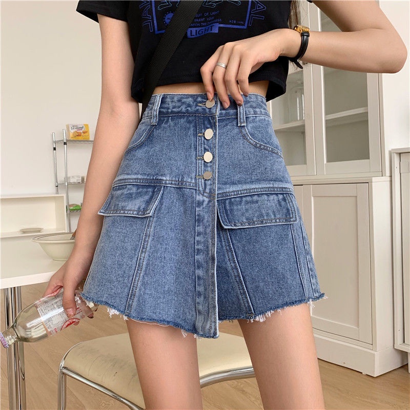 Quần Short Jeans Giả Váy Lưng Cao Thời Trang Mùa Hè Hàng Mới Phong Cách Hàn Quốc 2022 Cho Nữ