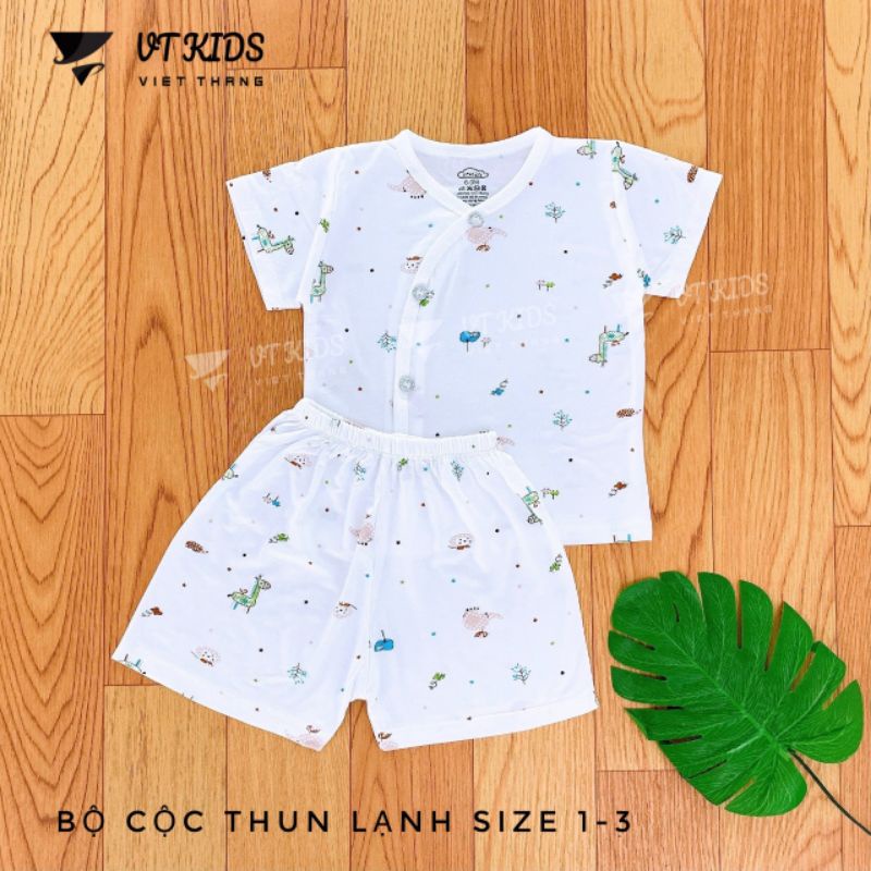 Bộ quần áo sơ sinh cộc tay cài lệch chất Thun lạnh siêu mềm mát cho bé trai, bé gái (VT-QA02)