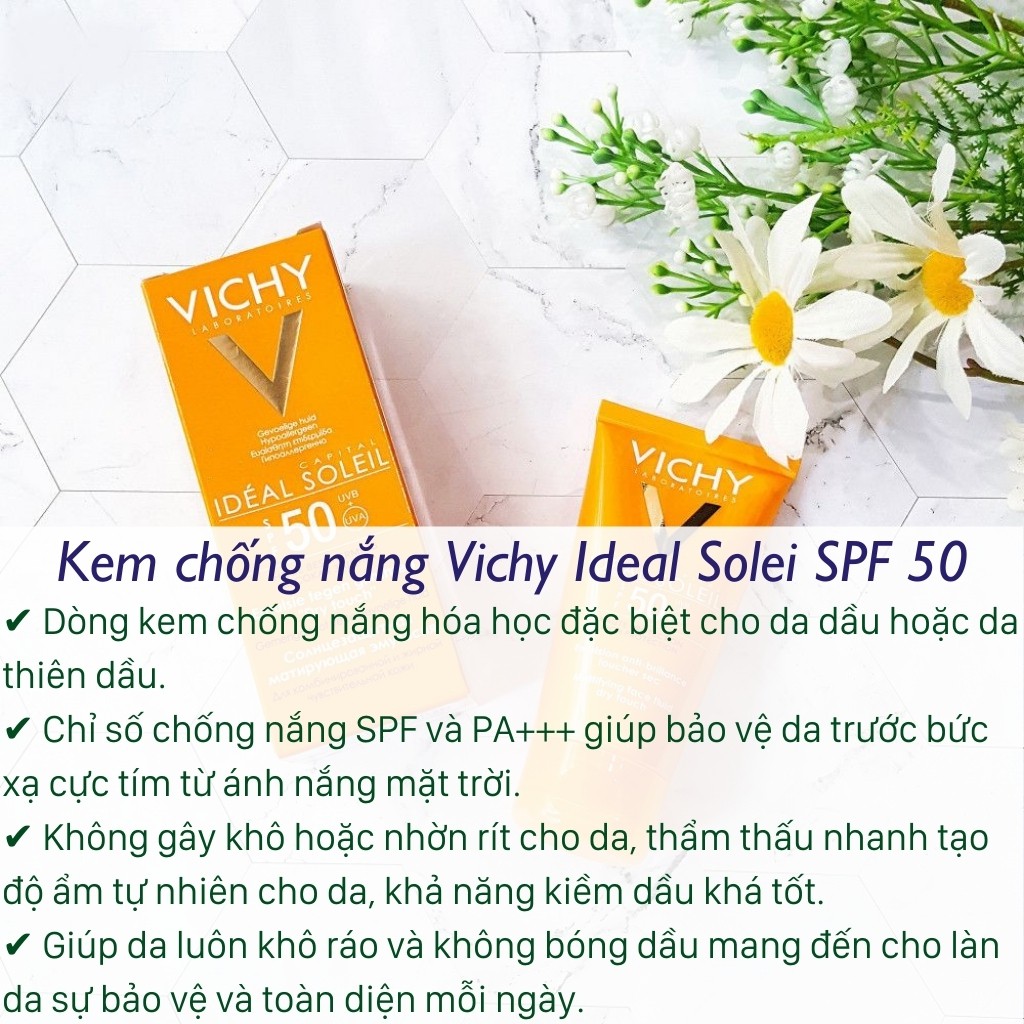 Kem Chống Nắng VICHY Ideal Soleil SPF 50 Dành Cho Da Dầu Và Da Khô (50ml)