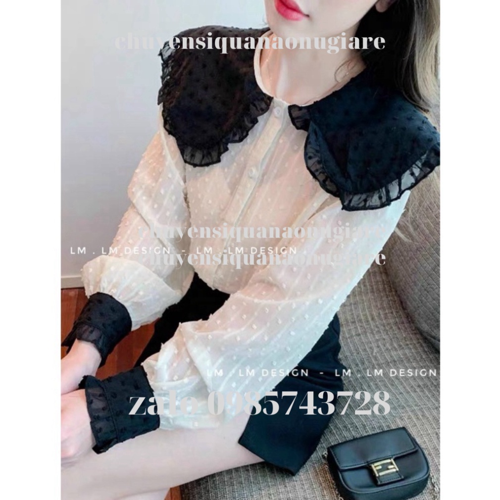 áo sơ mi tay bồng tiểu thư kaca có video+ ảnh thật HB0001 chuyensiquanaonugiare