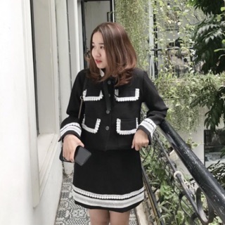 Set cổ nơ viền ren