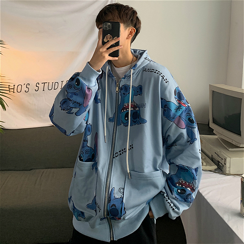 Áo khoác hoodie tay dài có nón và khóa kéo thời trang cho các cặp đôi