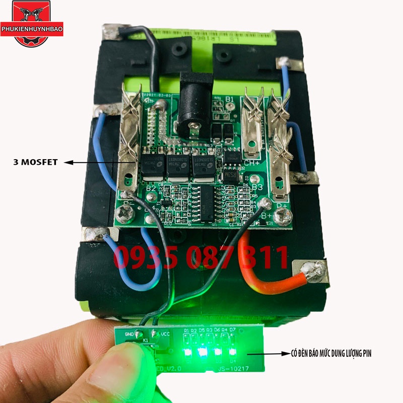 Pin 15 Cell Lishen FS5588 18V - 21V VOTO Chân Makita 6300mAh Xả 60A Cho Máy Mài Máy Khoan Bê Tông Cưa Xích Không Bị Ngắt