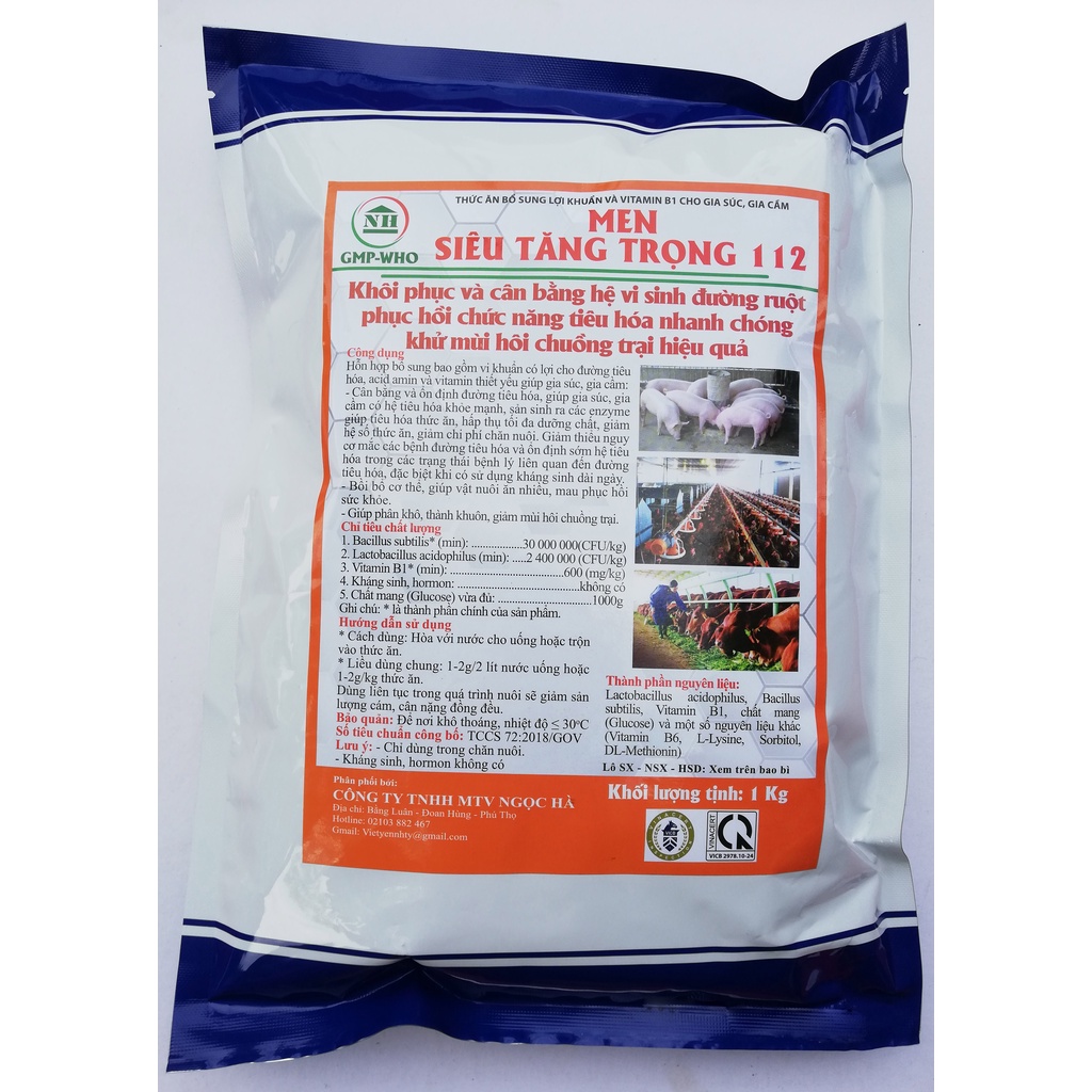 1 gói 200g Men Siêu Tăng Trọng Khôi phục, cân bằng hệ vi sinh đường ruột, khử mùi chuồng nuôi dùng cho gia súc, gia cầm
