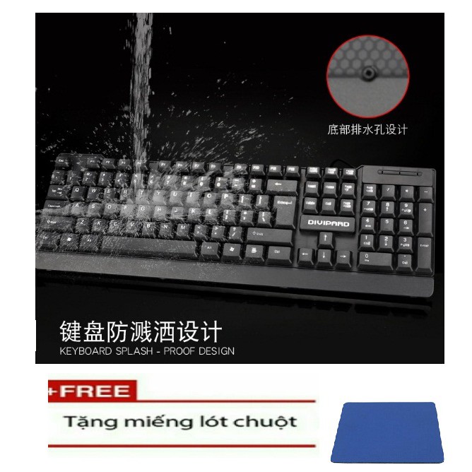 Bàn phím DIVIPARD D310 Tặng miếng lót chuột