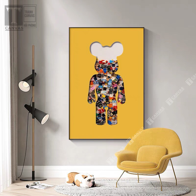 Tranh Canvas tràn viền treo tường phòng khách, tranh hiện đại, tranh Kaws Toy màu sắc MÃ KAWS 55-74