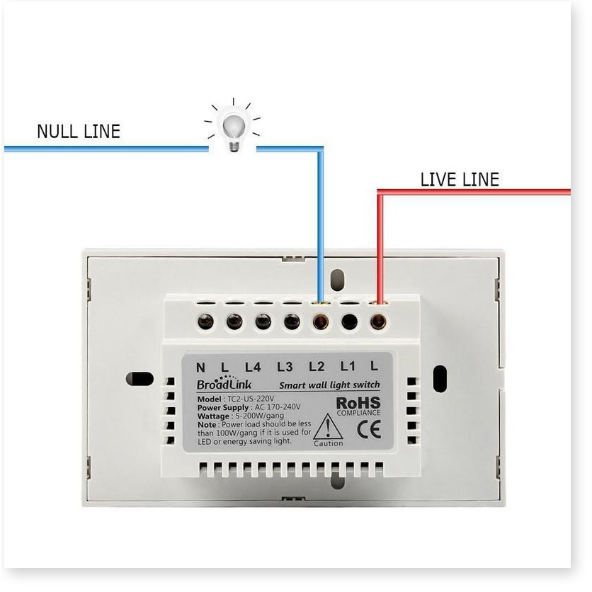 Công tắc cảm ứng điều khiển từ xa Broadlink TC2 US mặt chữ nhật (3 Nút bấm)