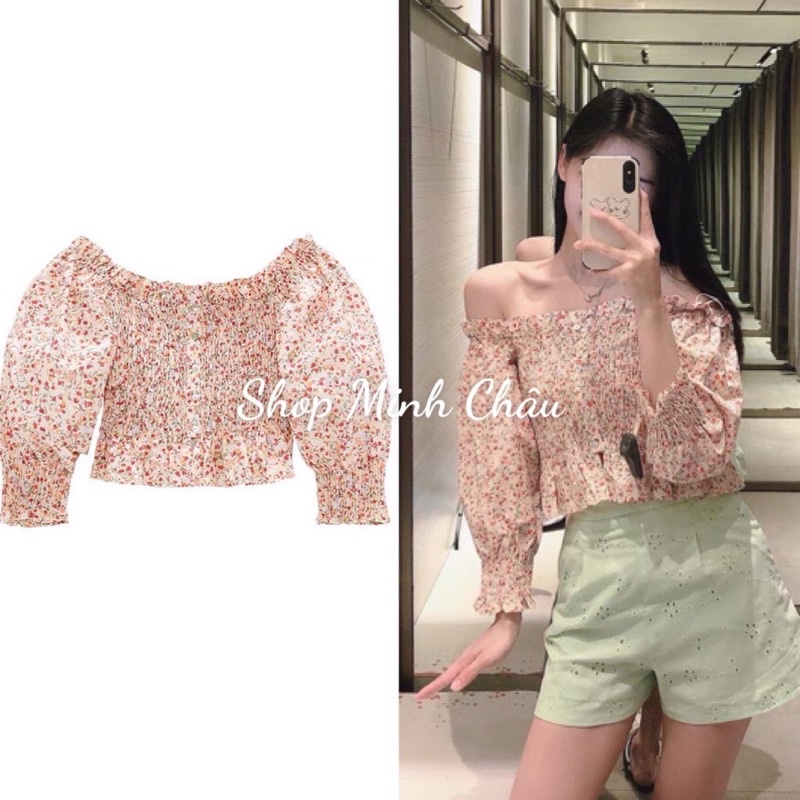 (Sẵn) Áo trễ vai hoa nhí Zarrra tuồn sịn