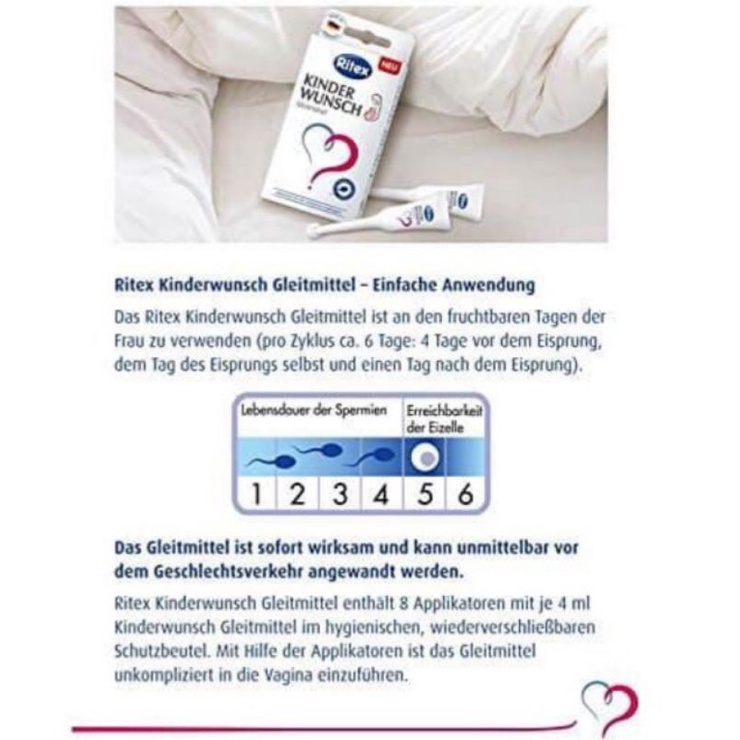 1 ống Gel Ritex Kinderwunsch Đức hỗ trợ thụ thai (bán lẻ 1 ống hoặc hộp)