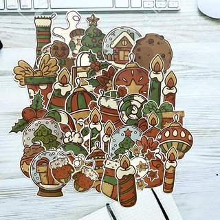 [Twins Plus] Sticker giáng sinh Merry christmas dán trang trí laptop, máy tính bỏ túi, vali, điện thoại, đàn,.