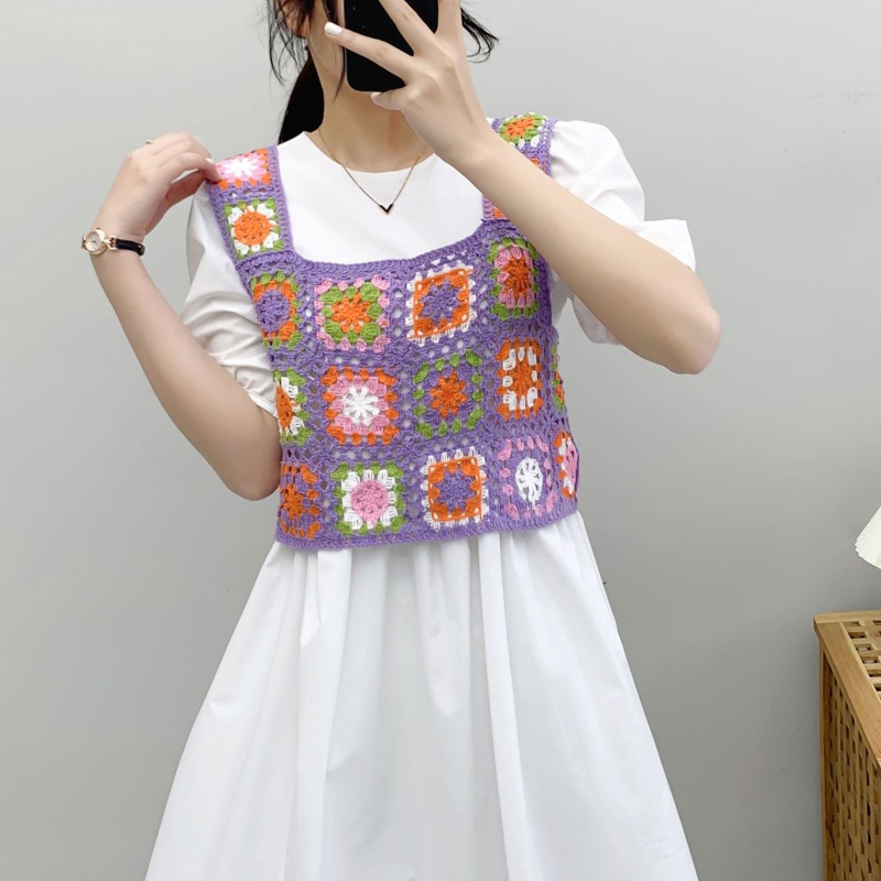 Áo Croptop Không Tay Họa Tiết Hoa Phong Cách Boho Ngọt Ngào Cho Nữ