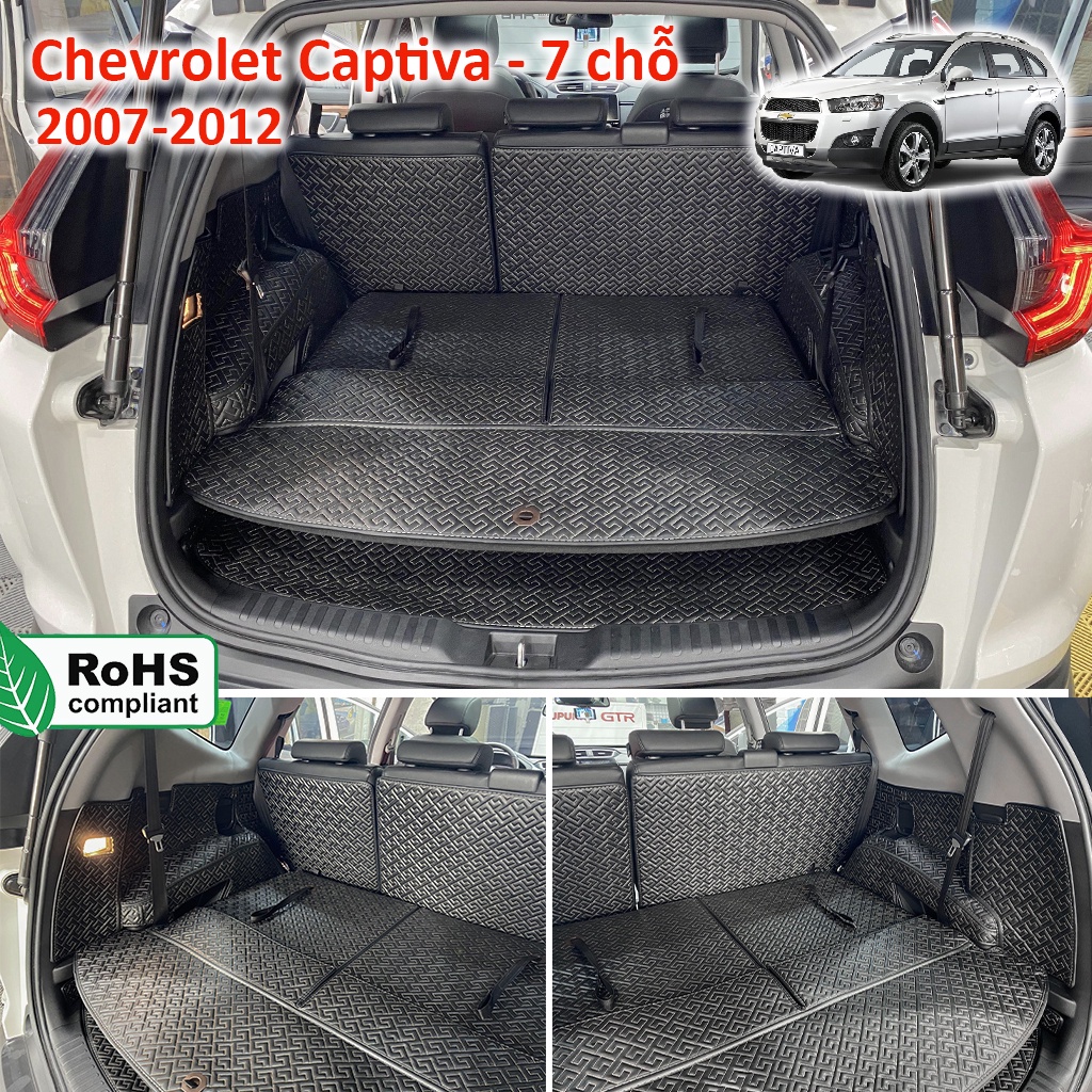 Thảm lót da kín cốp 5D 6D CHỐNG BỤI Chevrolet Captiva 2007-2012 chuẩn Form, chống thấm nước