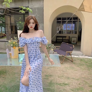 Đầm maxi hoa xanh thời trang nữ