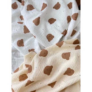 vải xô muslin mặt gấu chấm bi