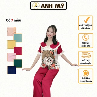 Đồ bộ mặc nhà lụa latin bèo tay ngắn quần dài
