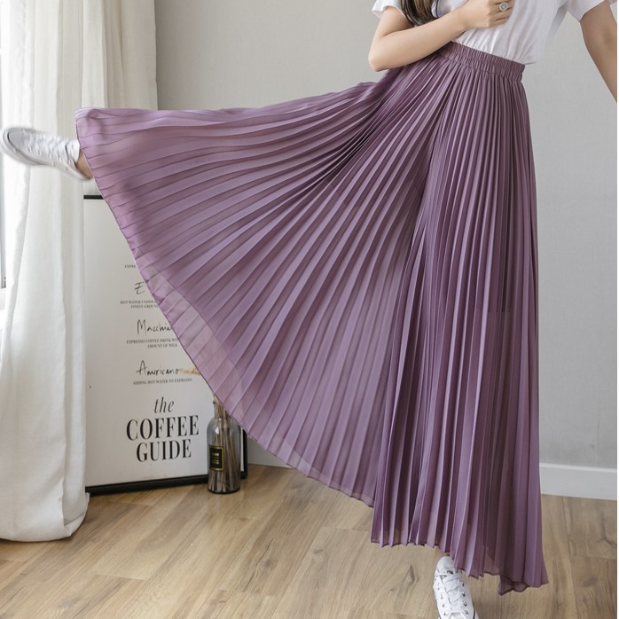 Quần culottes chiffon xếp ly ống rộng thời trang cho nữ